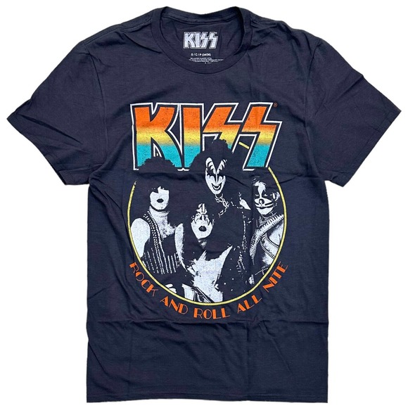 KISS Hard Rock Heavy Metal Band Men's Distressed Print Vintage Retro Tee T-Shirt - Picture 1 of 1